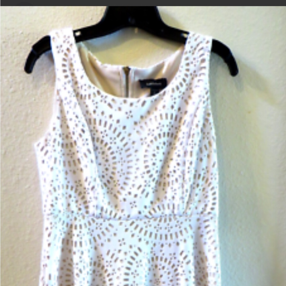 R & M Richards Beige Laser-Cut Dress